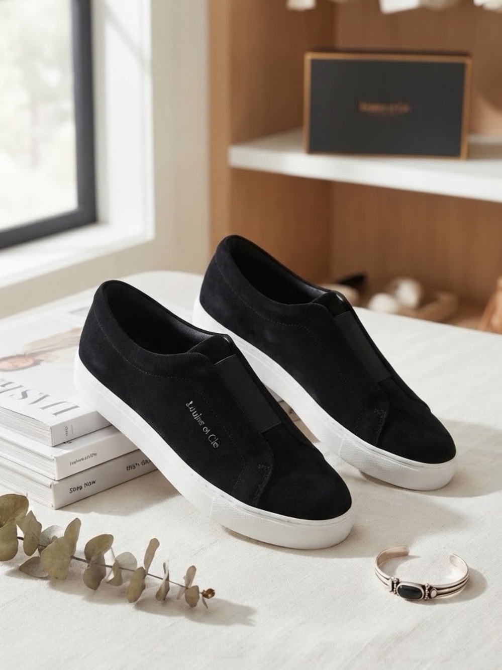 $110 NIB Louise Et Cie Womens Bette Slip-On Sneaker Black Velvet Silky
